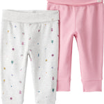 Little Planet by Carter's Girl 2-Pack Pants Made with Organic Cotton, Icon Print, Pink, 12M