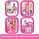 Barbie Dollhouse Playset, Getaway House with 11 Accessories Including 2 Chairs, 4 Play Areas & 360-degree Play