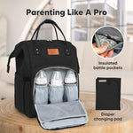 KeaBabies Baby Diaper Bag Backpack - Large Baby Bag for Boys, Girls, Waterproof Multi Function Travel Diaper Backpack with Changing Pad, Durable Travel Essentials for Moms and Dads (Trendy Black)