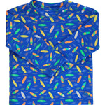 RUGGEDBUTTS® Baby/Toddler Boys Long Sleeve Rash Guard Swim Shirt w/UPF 50+ - Neon Surfs Up, 2T