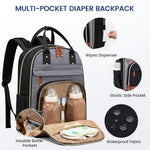 LOVEVOOK Diaper Bag Backpack, Baby Bag with Changing Pad, Large Diaper Backpack Boy Girl, Waterproof Baby Registry Bag for Mom Dad with Stroller Buckles, Black-grey-brown