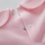 pureborn Baby Girl Pique Dress Peter-pan Collar Short Sleeve Cotton Playwear Dresses Summer Outfit Pink 12-18 Months