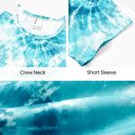 PATPAT Boys Tie Dye T-Shirts Size 8-9 Years Turquoise Short Sleeve Crewneck Neon Shirt Kids Casual Hippies Clothes