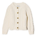 Amazon Essentials x Sofia Grainge Unisex Babies' Cable Knit Fisherman Cardigan Sweater, Ivory, 18 Months