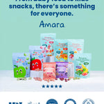Amara Breakfast Oat Melts - Organic Toddler Snack - Single Serve Fiber-Packed Oat Bites with Real Fruit, No Added Sugar, Quick Dissolving, Blueberry - 12 Pack