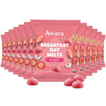 Multiple packages of Amara Strawberry Breakfast Oat Melts on a white background