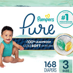 Pampers Pure Protection Baby Diapers, Size 5 (27+ lbs), 132 Count, Up to 100% Leakproof, Premium Plant-based Skin Protection, Hypoallergenic Soft Diapers