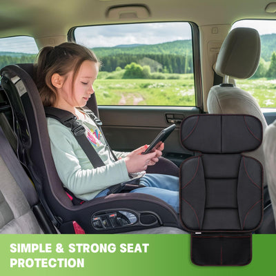 Siivton Car Seat Protector for Kids, Anti-Slip Design, Thick Padding, Prevents Seat Marks, 2 Storage Pockets for Toys & Snacks, Fits Most Cars, Black - 1 Pack