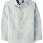 Gymboree,Boys,and Toddler Long Sleeve Button Up Shirts,Dusty Robin,4 Years