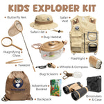 Kids Explorer Kit with Safari Vest, Hat & More - Kids Bug Catching Kit with Adventure Guide & Scavenger Hunt - Cute Dress-Up Zookeeper Costume & Safari Costume for 3-7 Year Old Boys Girls