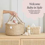 BEBE BASK Premium Baby Diaper Caddy Organizer - Artisan-Made Seagrass Basket With Cotton Divider - Award-Winning & Luxury Diaper Caddy Basket (ROSA)