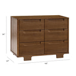 Babyletto Yuzu 6-Drawer Dresser with Over 10-Inch Drawer Extension in Natural Walnut, Greenguard Gold Certified
