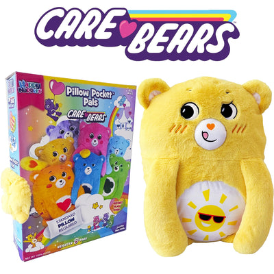 Happy Nappers: Care Bears 26" Pillow Pocket Pal - Funshine Bear - Plush Character Pillow Case, Animal Cover w/Weighted Paws, Kids Soft Huggable Companion
