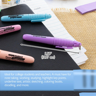 BAZIC PRODUCTS Mini Highlighter – Pastel Color Assorted Chisel Tip Highlighter Set, Desk Style Highlighter Pen for Office, School, and Study Use, Smooth Marking, (5/Packs), 1-Pack