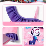 Disney Marvel Ghost Spider Girls Swimsuits Ruffle One Piece Bathing Suits UPF 50 Sport Summer Beach Swimwear Pink Quick Dry for Toddler Girls Size 3T