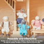 PlanToys® Wooden Grandmother Dollhouse Figure - Dark Skin Tone | Poseable 1:12 Scale Dollhouse People | Montessori Pretend Play Doll with Bendable Arms & Legs | Eco-Friendly Wooden Figurine for Kids