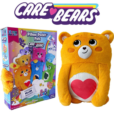 Happy Nappers: Care Bears 26" Pillow Pocket Pal - Tenderheart Bear - Plush Character Pillow Case, Animal Cover w/Weighted Paws, Huggable Companion, Kids