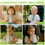 Pouch Holder No Squeeze for Food Pouches & Drink Boxes, Adjustable Baby Pouch Holder With Larger Capacity Allows Toddlers Self-Feed Avoid Mess (GREEN)