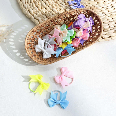 OAOLEER 40PCS 2 Inches Baby Hair Ties, Toddler Hair Ties with Bows, Elastic Ponytail Holders Mini Small For Baby Girls Infants