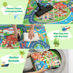 plumlik Car Rug Play Mat for Kids Toy Cars, Road Traffic Playmat for Kid Bedroom, Non-Slip Machine Washable Town City Race Track Carpet for Learn and Have Fun 3'x4'/ 36"x48"