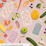 Hippypotamus Reusable Baby Food Pouches for Toddlers - BPA Free Food Grade - Dishwasher & Freezer Safe - Baby Food Containers - Refillable Squeeze Pouch for Applesauce & Yogurt - 12 Pack (Rainbows)