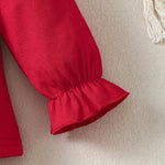 Magic Park 12M-6Y Baby Girl Long Sleeve Blouse Toddler Ruffle T-Shirt Kid Solid Color Tee Casual Tops Winter Clothes (24 Months, Long Red)