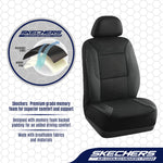 Skechers Memory Foam Leather Car Seat Covers, Air Cool Mesh Thick Seat Covers, Two Front car seat Protector, Airbag Compatible, Automotive Comfort Protection for Most Cars, Vans, Trucks, SUV (Black)