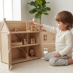 PlanToys® Bathroom Classic Set for Montessori Inspired Home and Small World Play | Practical Life, Social Skills and Imaginative Scene Building | Eco Friendly Wooden Dollhouse Bathroom Furniture