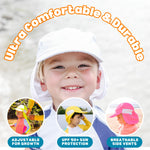 SwimZip Sun Hat with Neck Flap | UPF 50+ Protection for Baby, Toddler, and Kids White