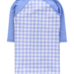 RUGGEDBUTTS Baby/Toddler Boy Swimsuit, One Piece Zipper Rash Guard Sunsuit with UPF 50+ Sun Protection - Periwinkle Blue Gingham, 3-6m