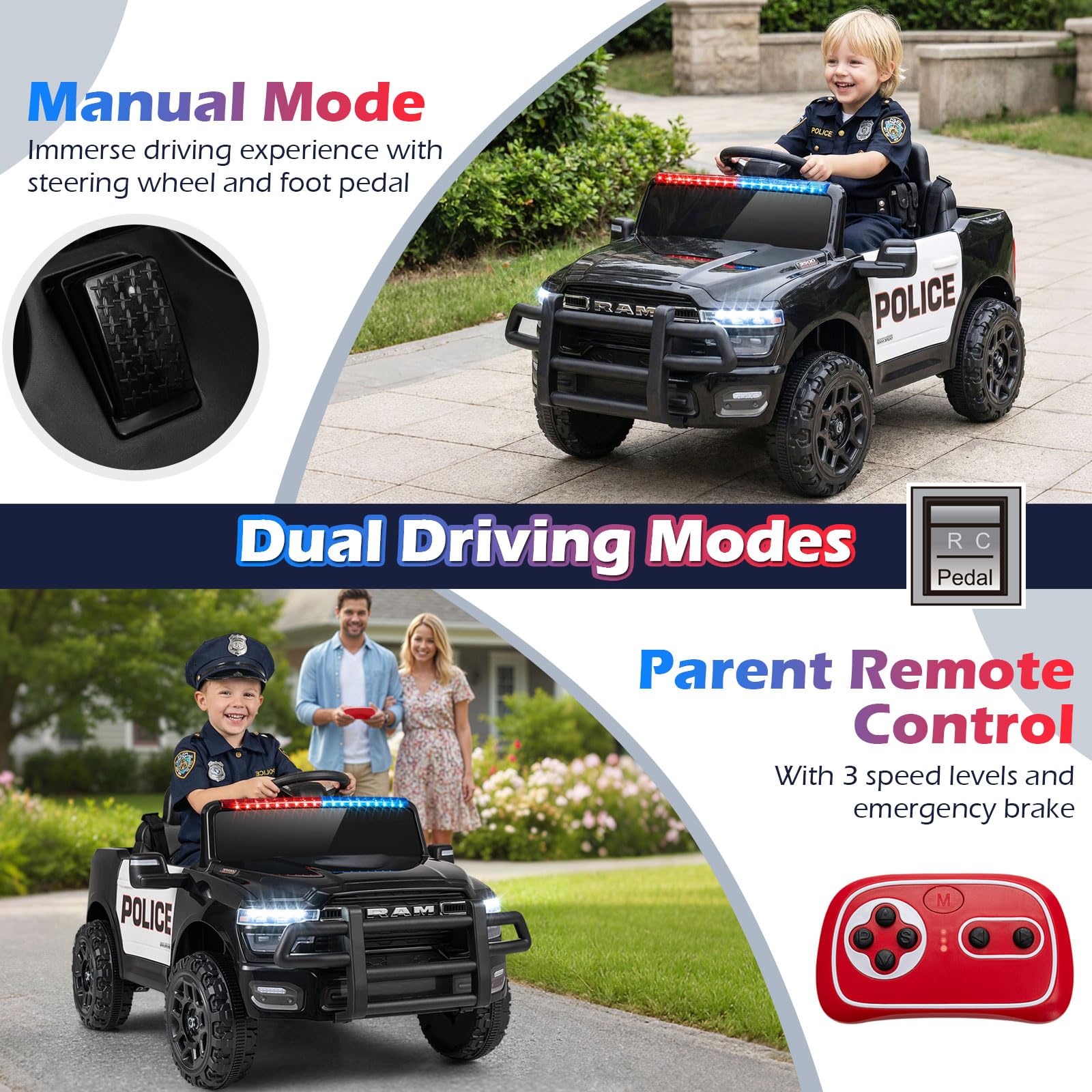 Costzon Police Car Ride On, 12V Licensed RAM - Costzon - Baby and Toys ...