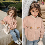 Simplee kids Toddler Sweater Little Girl Knitted Cardigan Flower Embroidery Coat for Spring and Fall Size 2-3 Years