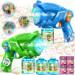 Bubble Gun Machine for Kids 4-8: 2-Pack Automatic Bubble Guns with 2 Bottles Refill Solution - Summer Outdoor Toys Bubble Blaster Maker Blower for Easter Party