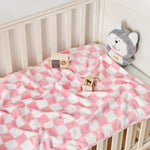 Yurhap Checkered Baby Blanket for Girls Pink Fleece Baby Blankets for Girls Boys, Warmer Comfort Lightweight Bed Blanket for Toddlers Infants or Newborn, 30''x40'', Pink