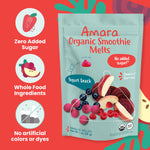 Amara Smoothie Melts - Beets n' Berries- Organic Baby Snacks w/ Fruits & Veggies - Plant Based Yogurt Melts - Healthy Toddler Snack - Activity Book Included - Enjoy From 10+ Mos - 6 Resealable Bags