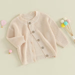 Kupretty Toddler Baby Girl Boy Cardigan Sweater Fall Winter Clothes Infant Chunky Knitted Button Down Knit Jacket Knitwear (Beige, 6-12 Months)