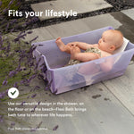 Stokke Flexi Bath Bundle, Sandy Beige - Foldable Baby Bathtub + Newborn Support - Durable & Easy to Store - Convenient to Use at Home or Traveling - Best for Newborns & Babies Up to 48 Months