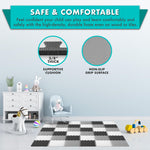 ProSource Baby Play Mat, Soft Foam Floor Tiles for Kids, Interlocking EVA Panels for Playpen Use, Crawling Development Surface, Safe Non-Toxic Toddler Flooring, 36 Tiles, Black/Gray/White