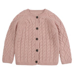 Peecabe Toddler Girl Sweaters Cable Knit Long Sleeve Crewneck Chunky Crochet Cardigans 1-6T (Skin Pink, 1T)