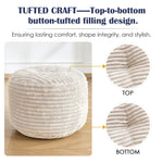 INSPIRE CRAFTER Round Pouf Ottoman,Corduroy Poufs with Memory Foam Filling for Foot Rest,Soft Footstool for Living Room,Office,20"x 15",Beige