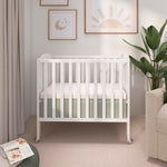 Dream On Me 3-in-1 Portable Folding Stationary Side Mini Baby Crib in White & Mattress, GreenGuard Gold & JPMA, Use as Changer & Playpen, Locking Wheels, 3 Mattress Heights, Extra Firm Mattress