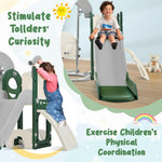 Merax 5-in-1 Toddler Slide and Swing Set, Kids Slide with Climber, Telescope and Storage Space, Outdoor Indoor Swing Slide Set for Toddlers Age 1+