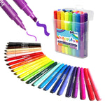 International Arrivals Double Sided Marker Sets for Kids Happido, Set of 24 Water Based Non Toxic Markers with Case, Great School Supplies, Art and Stationery Set