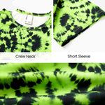 PATPAT Boys Tie Dye T-Shirts Size 8-9 Years Green Short Sleeve Crewneck Neon Shirt Kids Casual Hippies Clothes