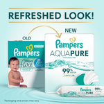 Pampers Aqua Pure Baby Wipes, 99% Water, Fragrance Free, Unscented, Water Based, Multi-Use, 896 Wipes Total (16X Flip-Top Packs) [Packaging May Vary]