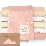 Organic Burp Cloths Baby Boy, Girl - 6-Pack Large 100% Cotton Burping Cloths for Babies, Spit Up Rags, Super Absorbent, Ultra Soft Newborn Rag, Gender Neutral, Machine Washable, Durable (Butterflies)