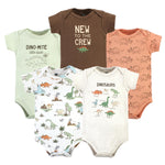 Hudson Baby Unisex Baby Cotton Bodysuits, Dinosaur Adventures 5-Pack, 6-9 Months