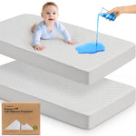 2-Pack Waterproof Crib Mattress Protector Cover Fitted - Quiet Baby Crib Mattress Pad Sheets, 52" x 28" Soft Quilted Cotton Baby Sheet, Machine Washable, Easy Fit, Durable (Pearl Gray/Mavy)