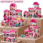TEMI Doll House Girls Toys - 4-Story 12 Rooms Playhouse with 2 Dolls Toy Figures, Fully Furnished Fashion Dollhouse, Pretend Playhouse with Accessories, Gift Toy for Kids Ages 3 4 5 6 7 8+