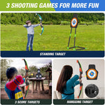 2 Pack Bow and Arrow for Kids, LED Light Up Archery Set with 24 Suction Cup Arrows, 1 Standing Target, 6 Score Targets & 2 Quiver, Indoor Outdoor Sport Gifts for Boys Girls Ages 4-8